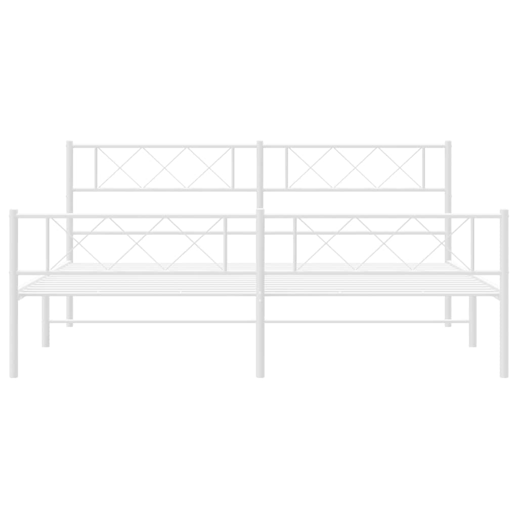 Cadre de lit métal sans matelas et pied de lit blanc 193x203 cm - XIOS