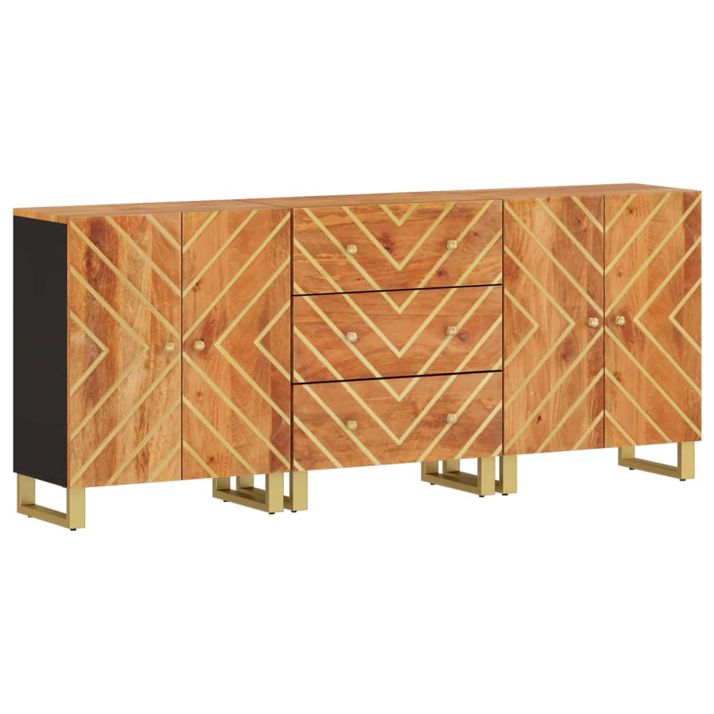 Armoires latérales 3 pcs marron et noir 60x33,5x75 cm - XIOS