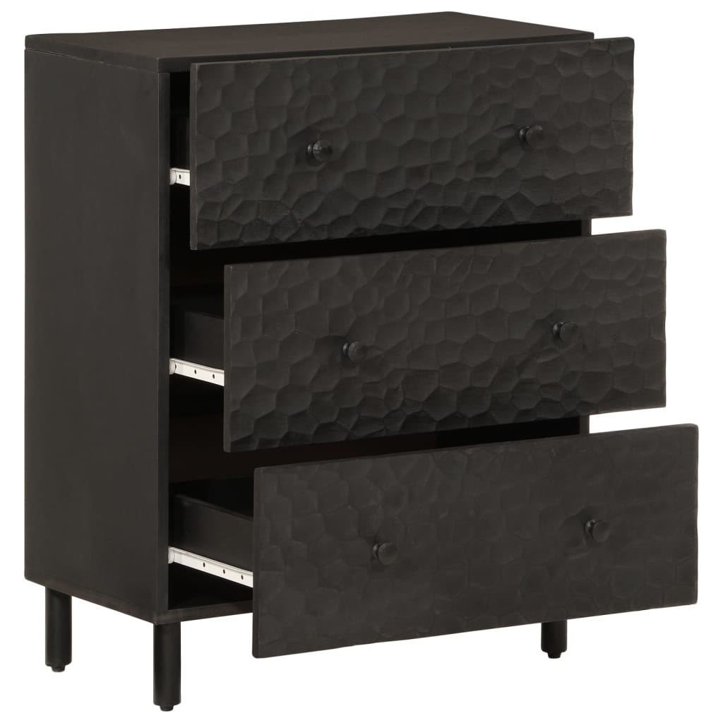 Armoires latérales 2pcs noir 60x33x75cm bois massif de manguier - XIOS