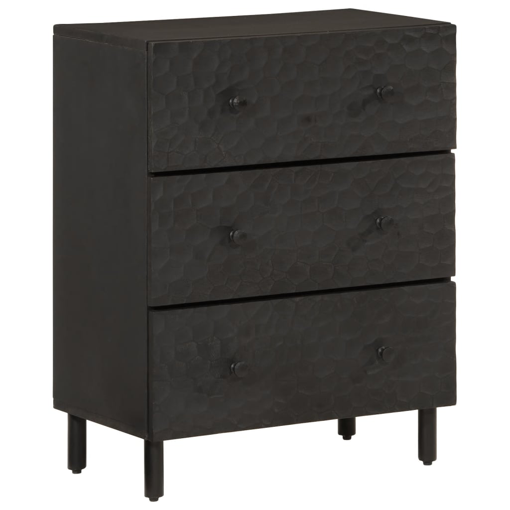 Armoires latérales 2pcs noir 60x33x75cm bois massif de manguier - XIOS