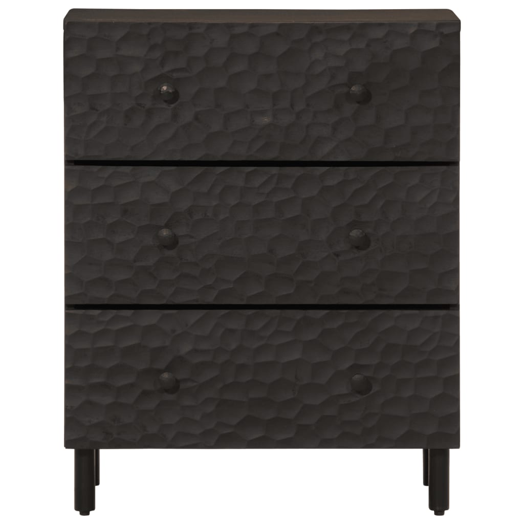 Armoires latérales 2pcs noir 60x33x75cm bois massif de manguier - XIOS