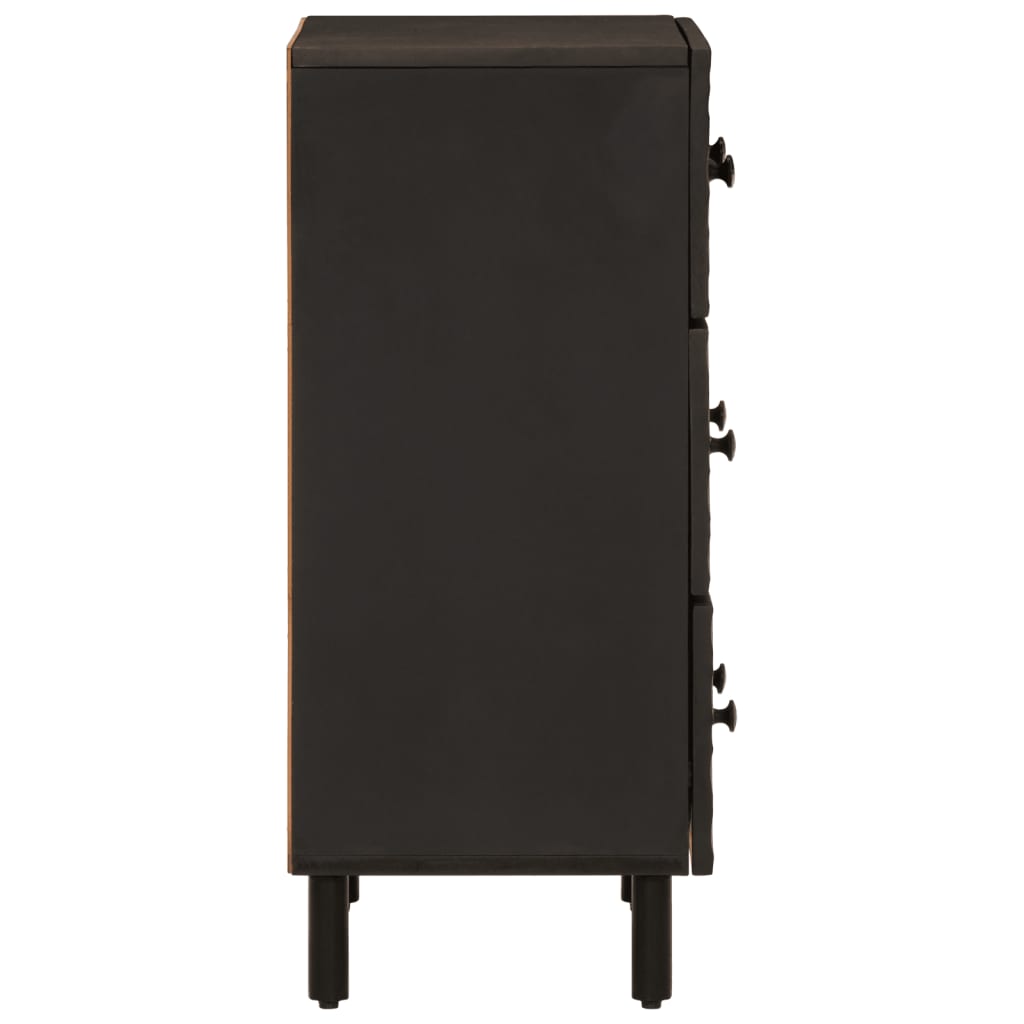 Armoires latérales 2pcs noir 60x33x75cm bois massif de manguier - XIOS