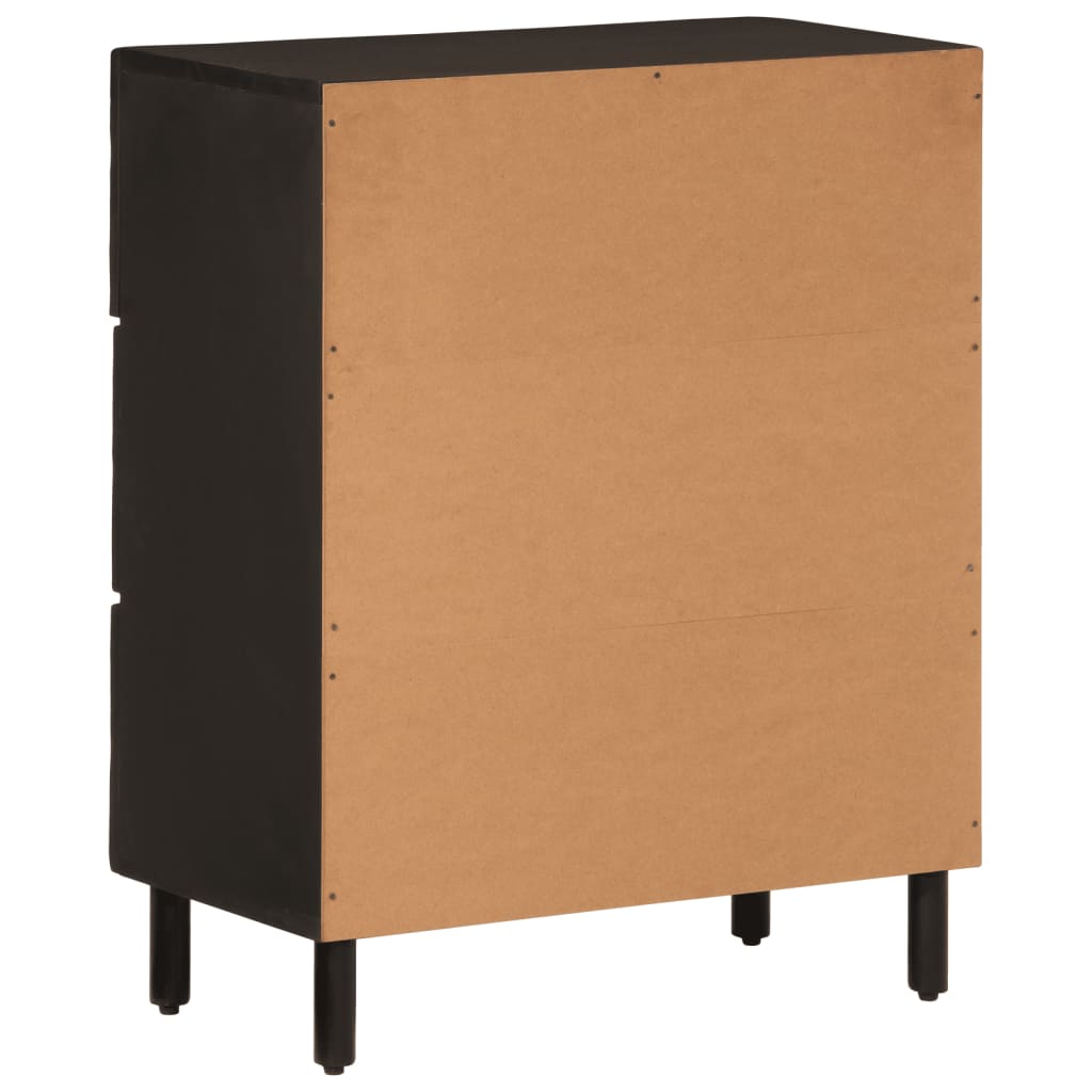 Armoires latérales 2pcs noir 60x33x75cm bois massif de manguier - XIOS