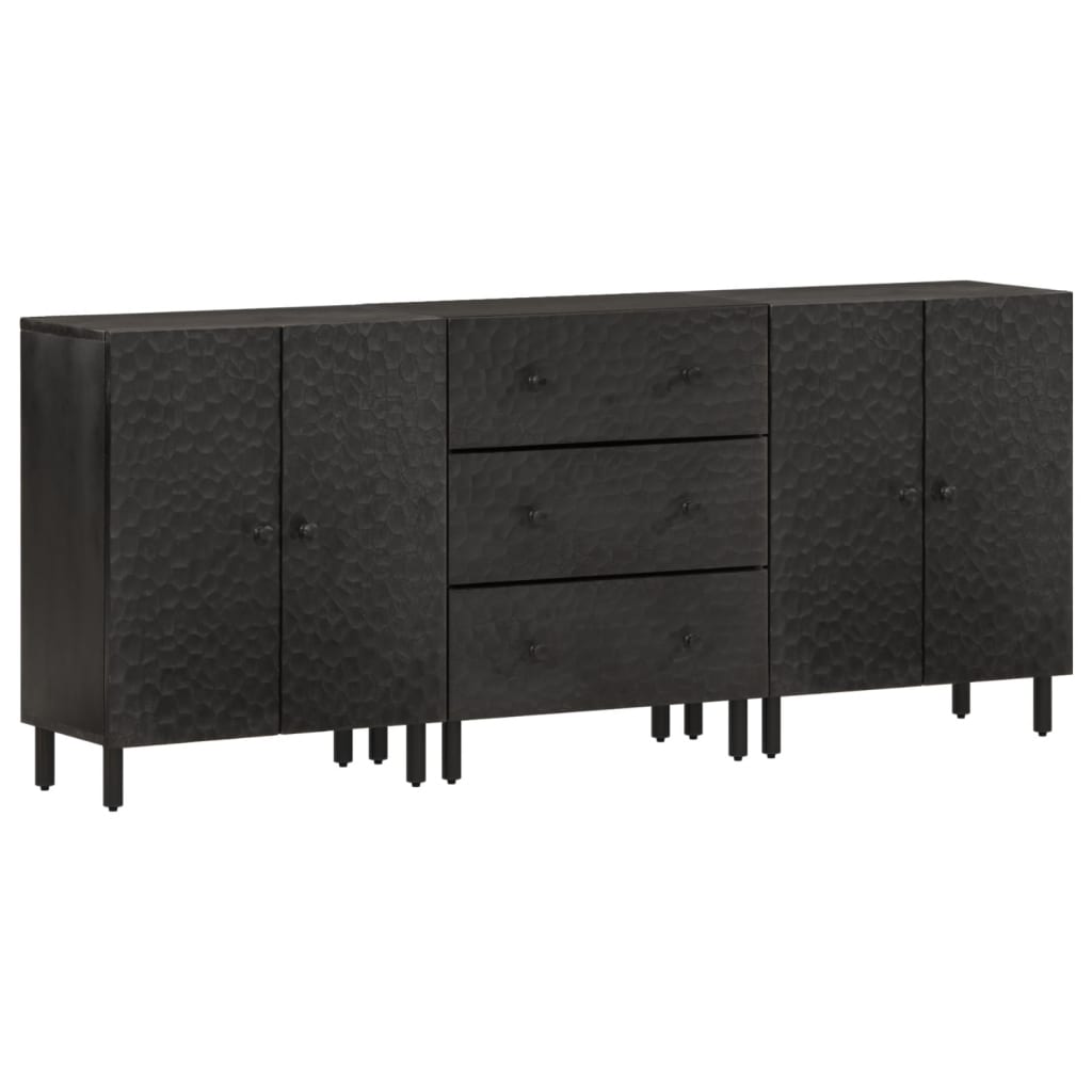 Armoires latérales 3pcs noir 60x33x75cm bois massif de manguier - XIOS