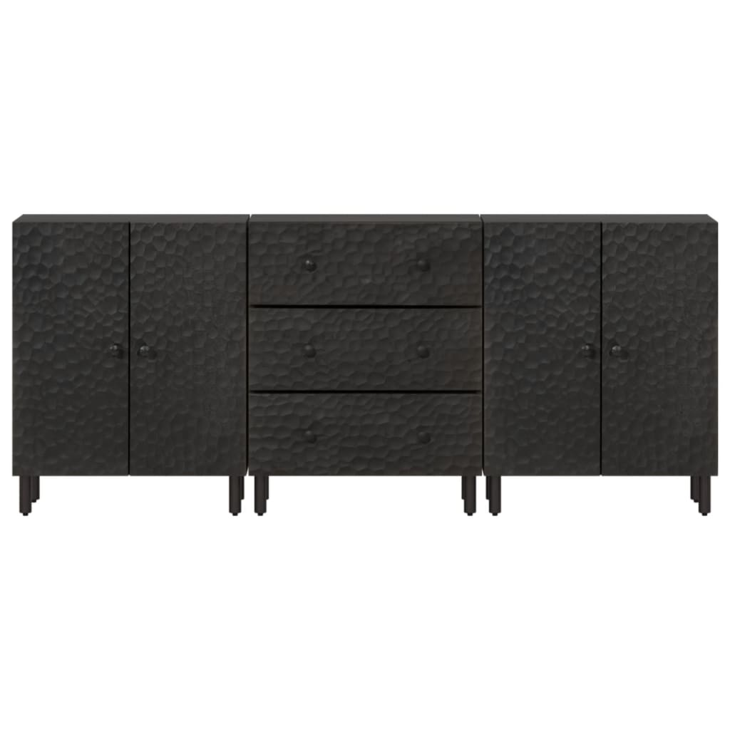 Armoires latérales 3pcs noir 60x33x75cm bois massif de manguier - XIOS