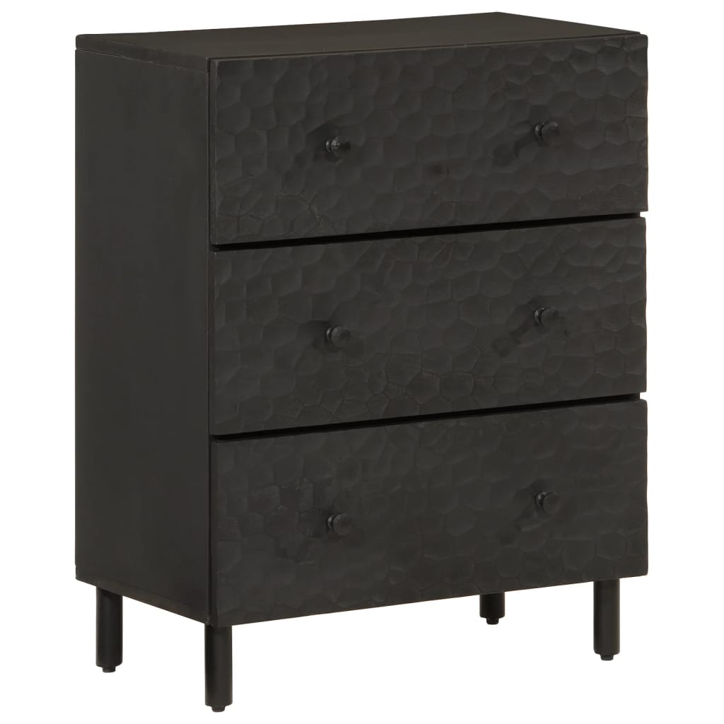 Armoires latérales 3pcs noir 60x33x75cm bois massif de manguier - XIOS