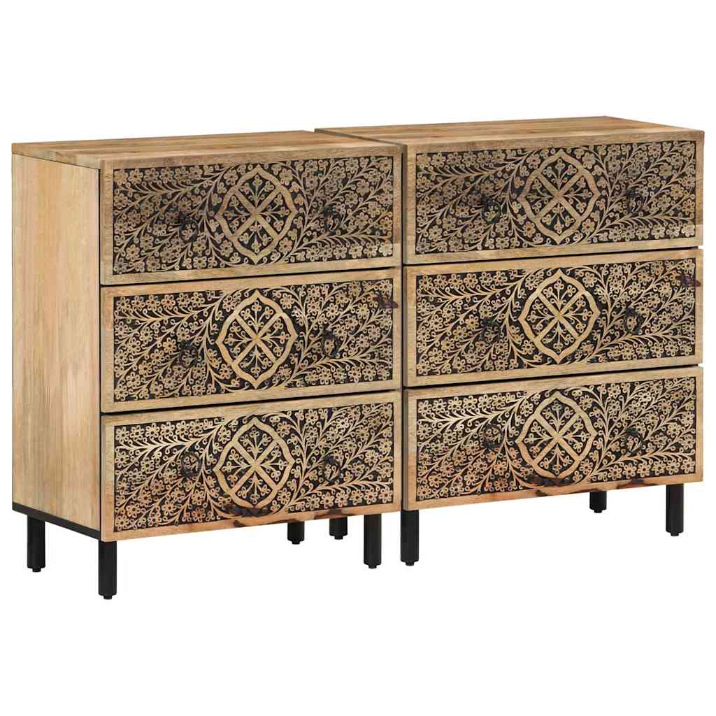 Armoires latérales 2 pcs 60x33x75 cm bois massif de manguier - XIOS