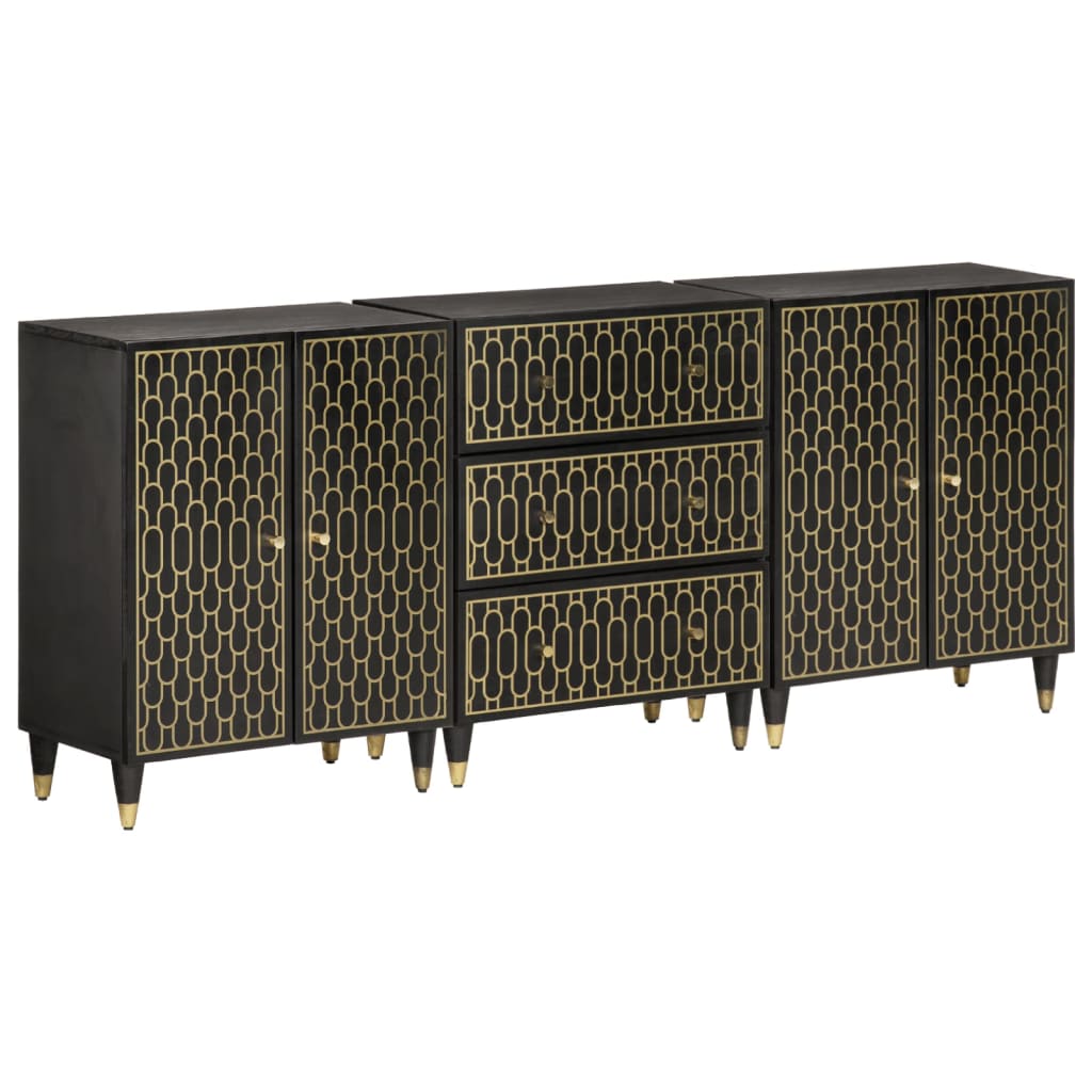 Armoires latérales 3 pcs 60x33x75 cm bois massif de manguier - XIOS