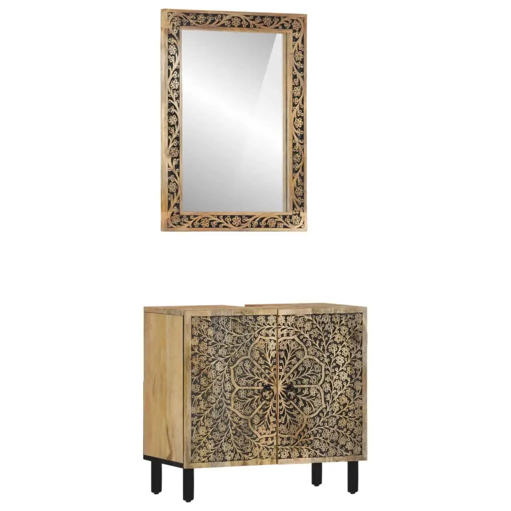 Ensemble de meubles salle de bain 2 pcs bois de manguier massif - XIOS