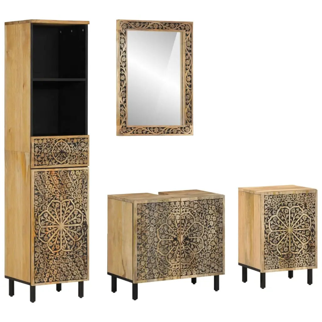 Ensemble de meubles de salle de bain 4 pcs bois manguier massif - XIOS