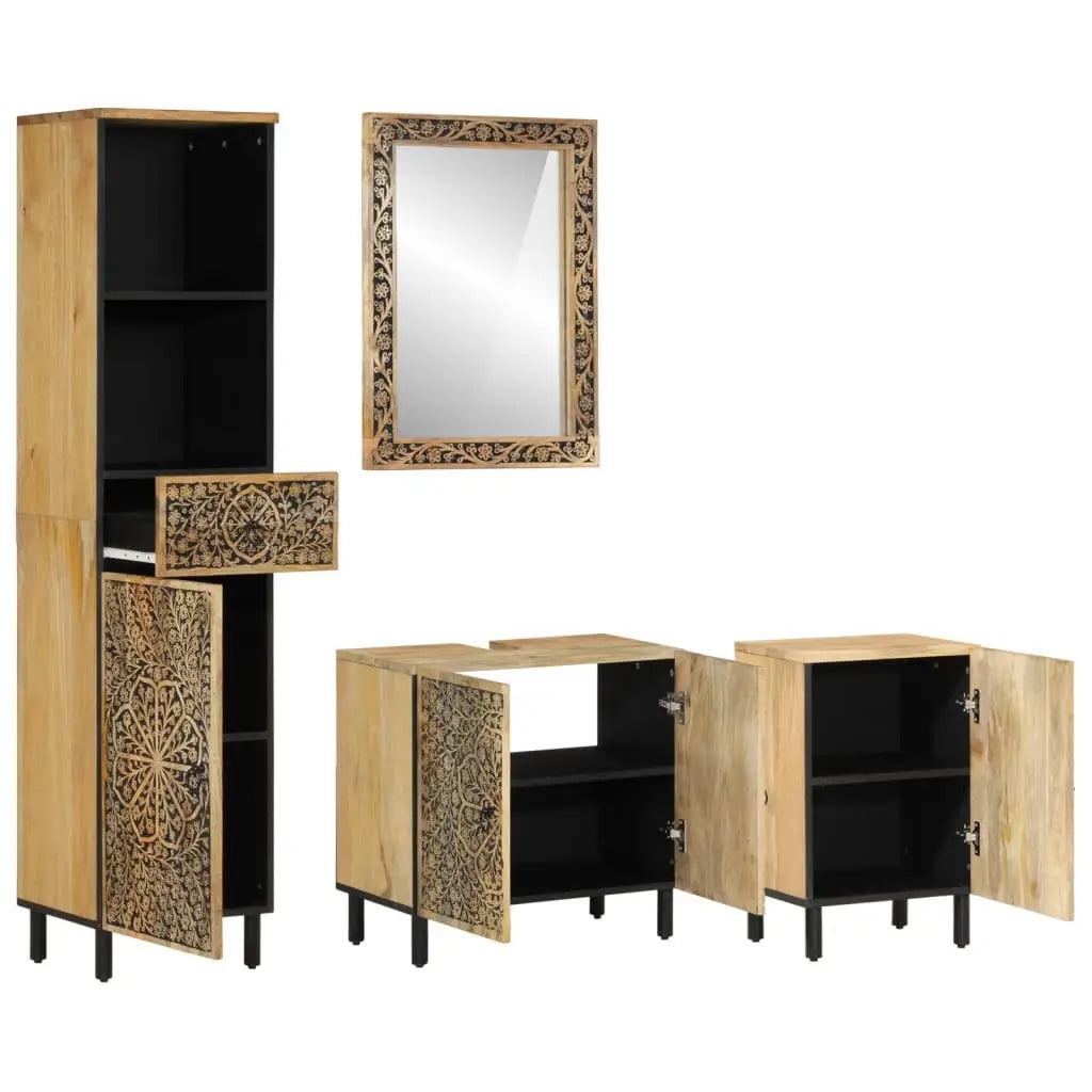 Ensemble de meubles de salle de bain 4 pcs bois manguier massif - XIOS