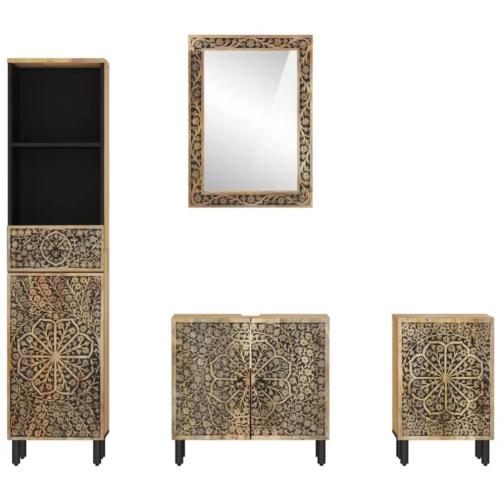 Ensemble de meubles de salle de bain 4 pcs bois manguier massif - XIOS