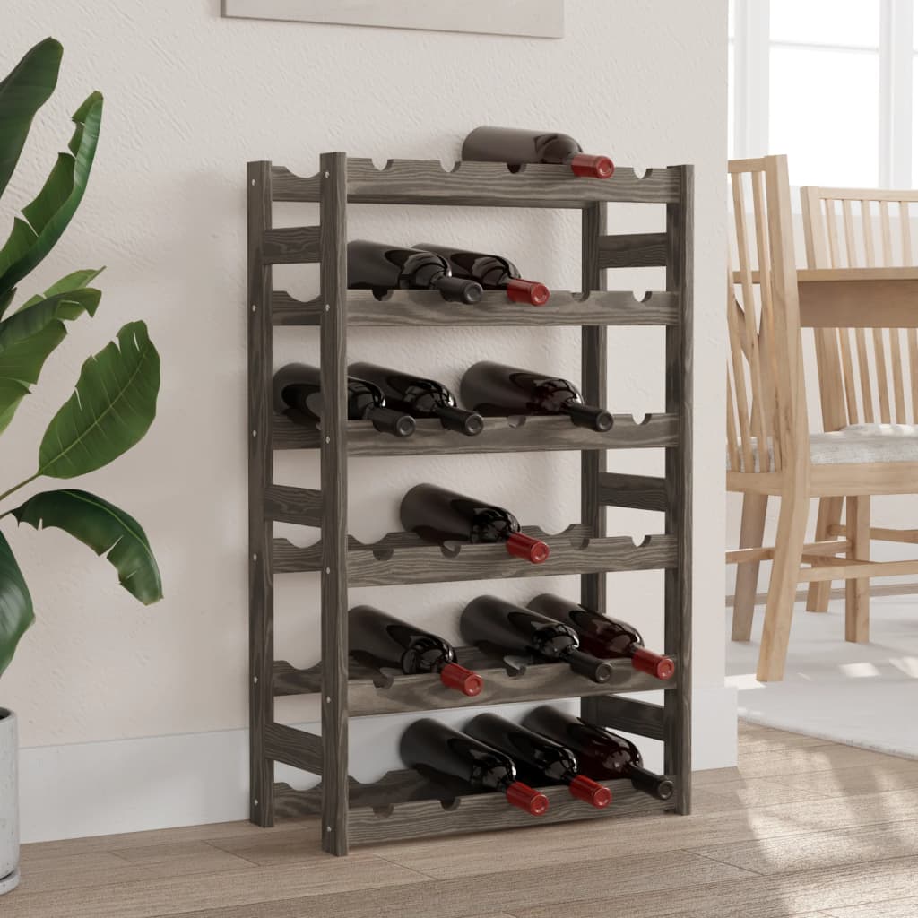 Casier à bouteilles pour 30 bouteilles gris bois pin solide Casiers à bouteilles vidaXL