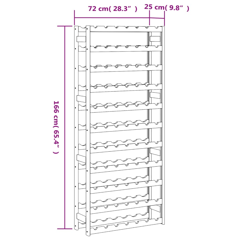 Casier à bouteilles pour 77 bouteilles gris bois pin solide - XIOS
