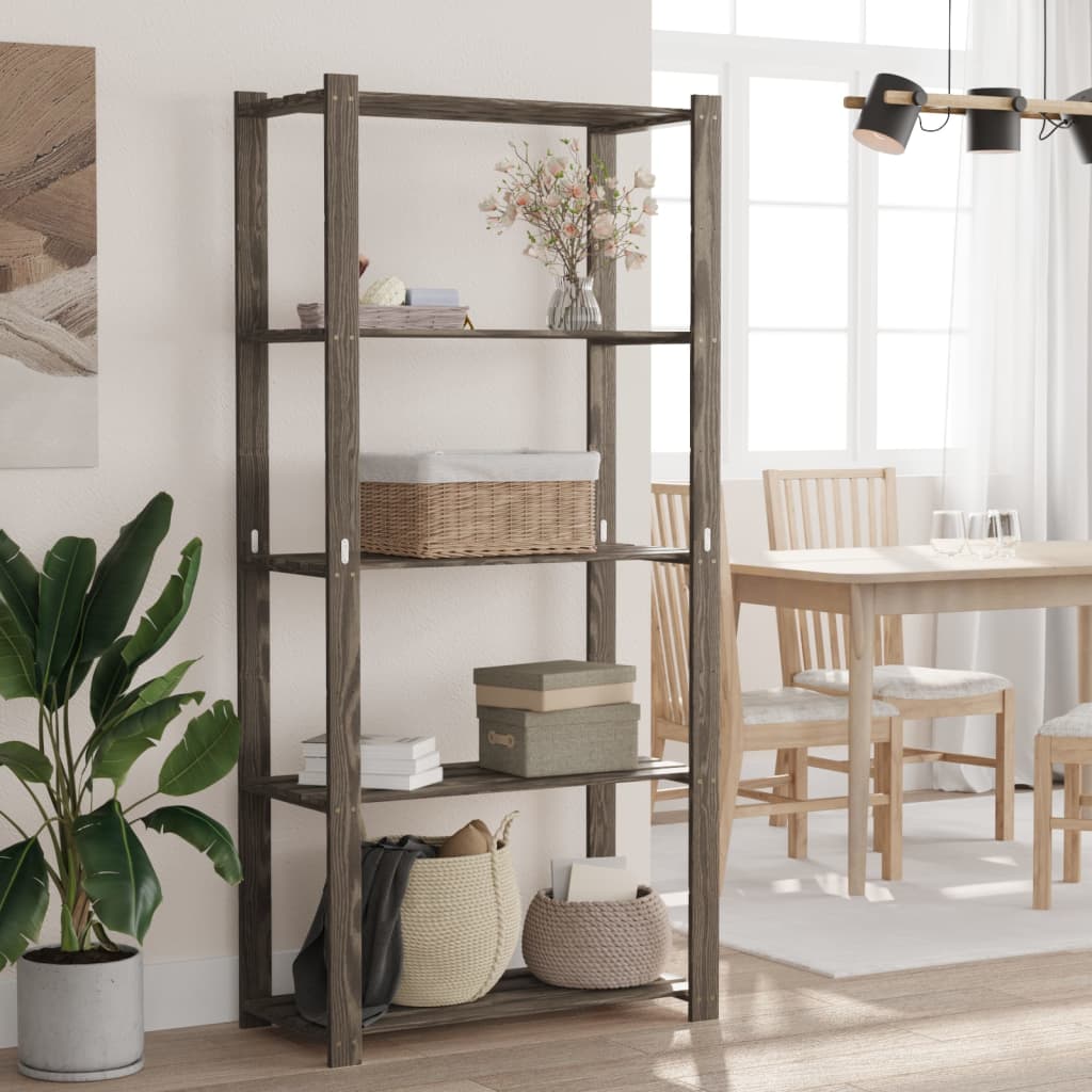Support de rangement à 5 niveaux gris 80x38x170 cm bois de pin - XIOS