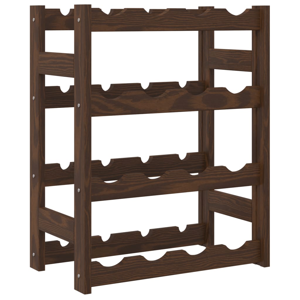 Casier à bouteilles pour 16 bouteilles marron bois pin solide - XIOS