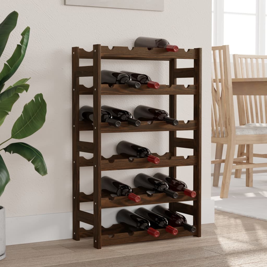 Casier à bouteilles pour 30 bouteilles marron bois pin solide Casiers à bouteilles vidaXL