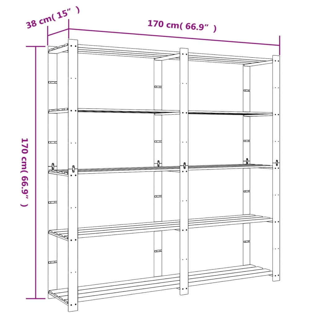 Support de rangement à 5 niveaux marron 170x38x170 cm bois pin - XIOS
