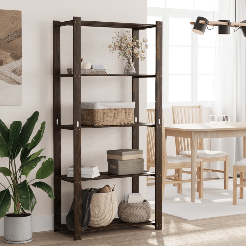 Support de rangement à 5 niveaux noir 80x38x170 cm bois pin - XIOS