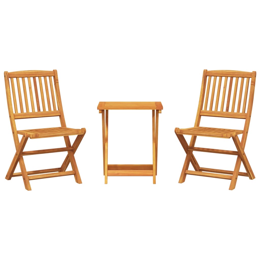 Ensemble à manger de jardin pliable 3 pcs bois d'acacia massif