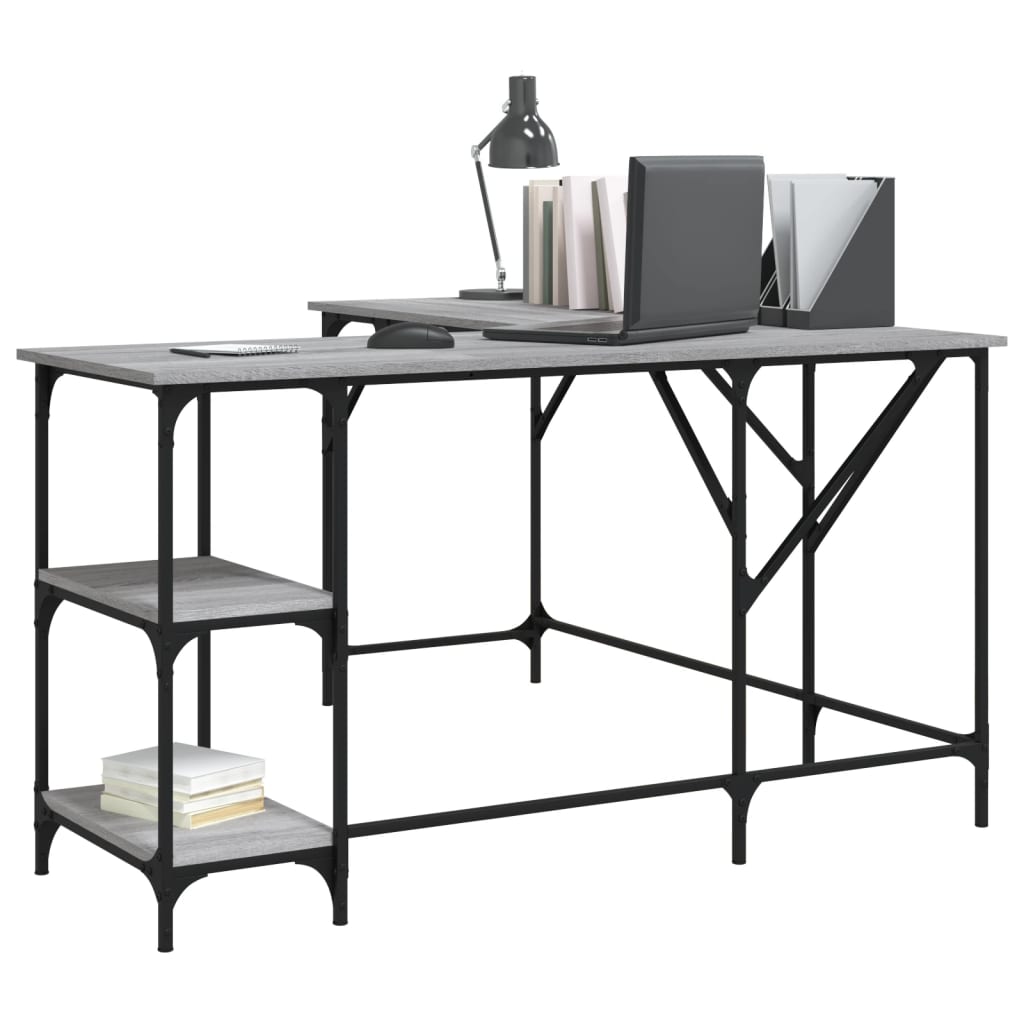 Bureau sonoma gris 139x139x75 cm bois d'ingénierie Bureaux vidaXL