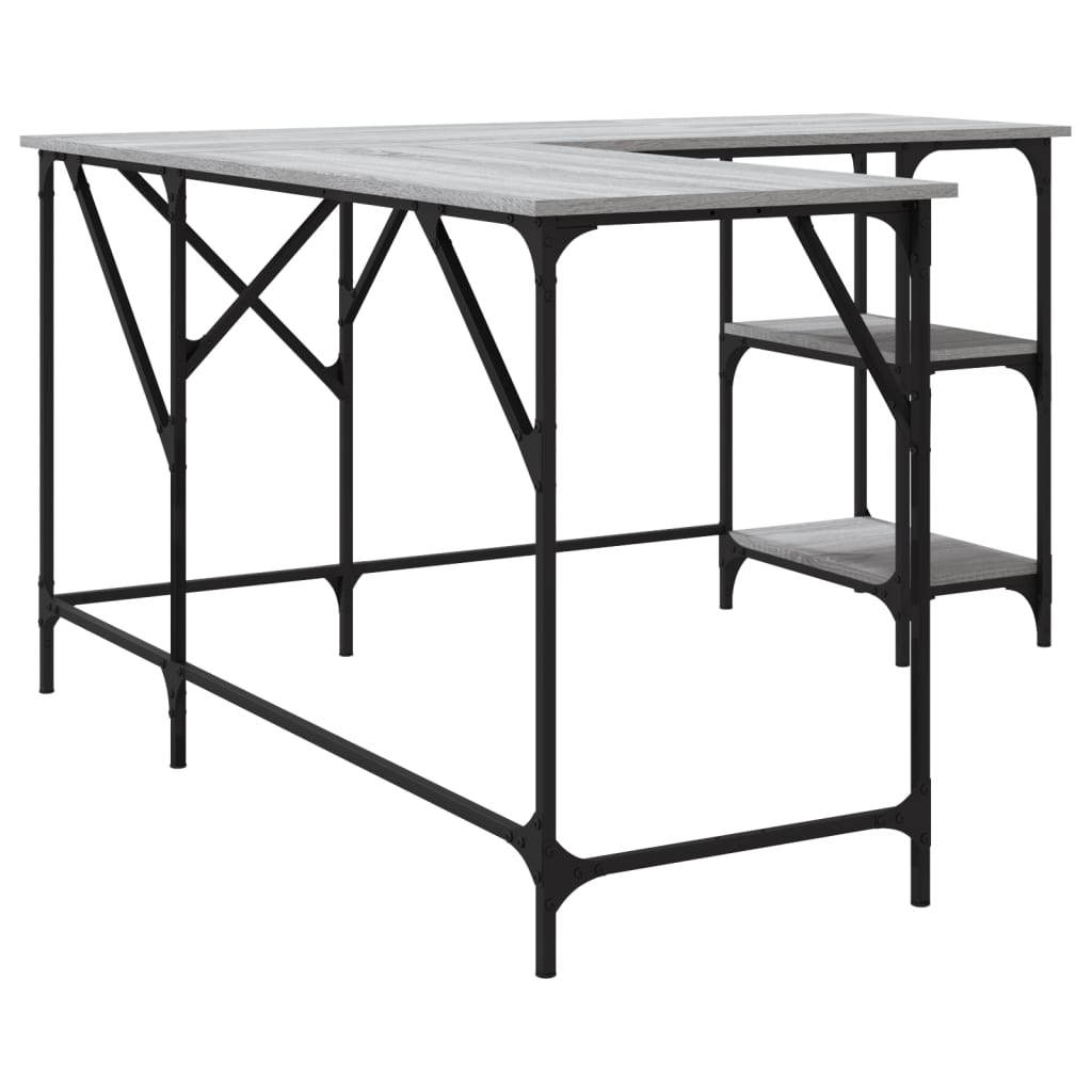 Bureau sonoma gris 139x139x75 cm bois d'ingénierie Bureaux vidaXL