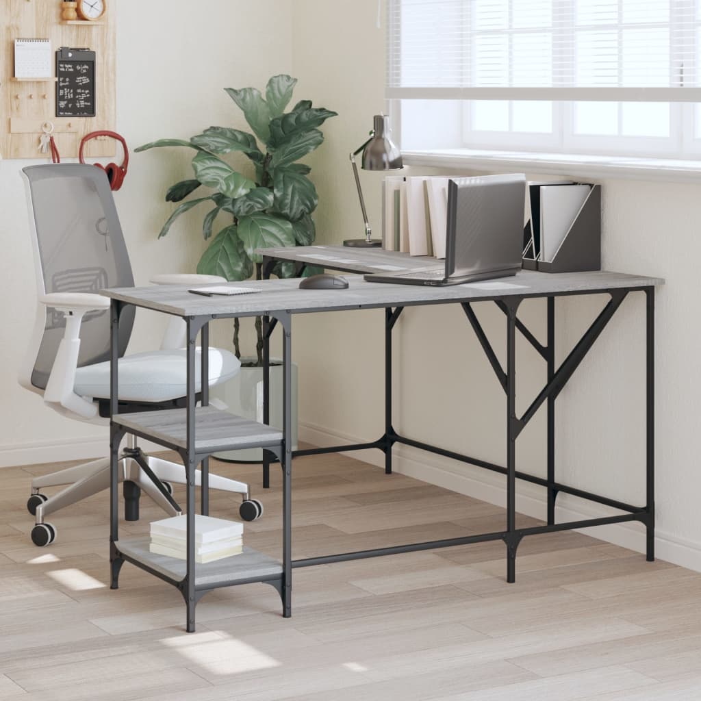 Bureau sonoma gris 139x139x75 cm bois d'ingénierie Bureaux vidaXL