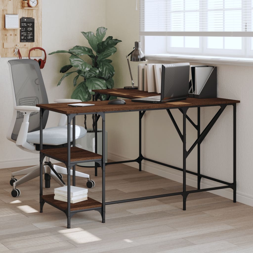 Bureau chêne marron 139x139x75 cm bois d'ingénierie Bureaux vidaXL