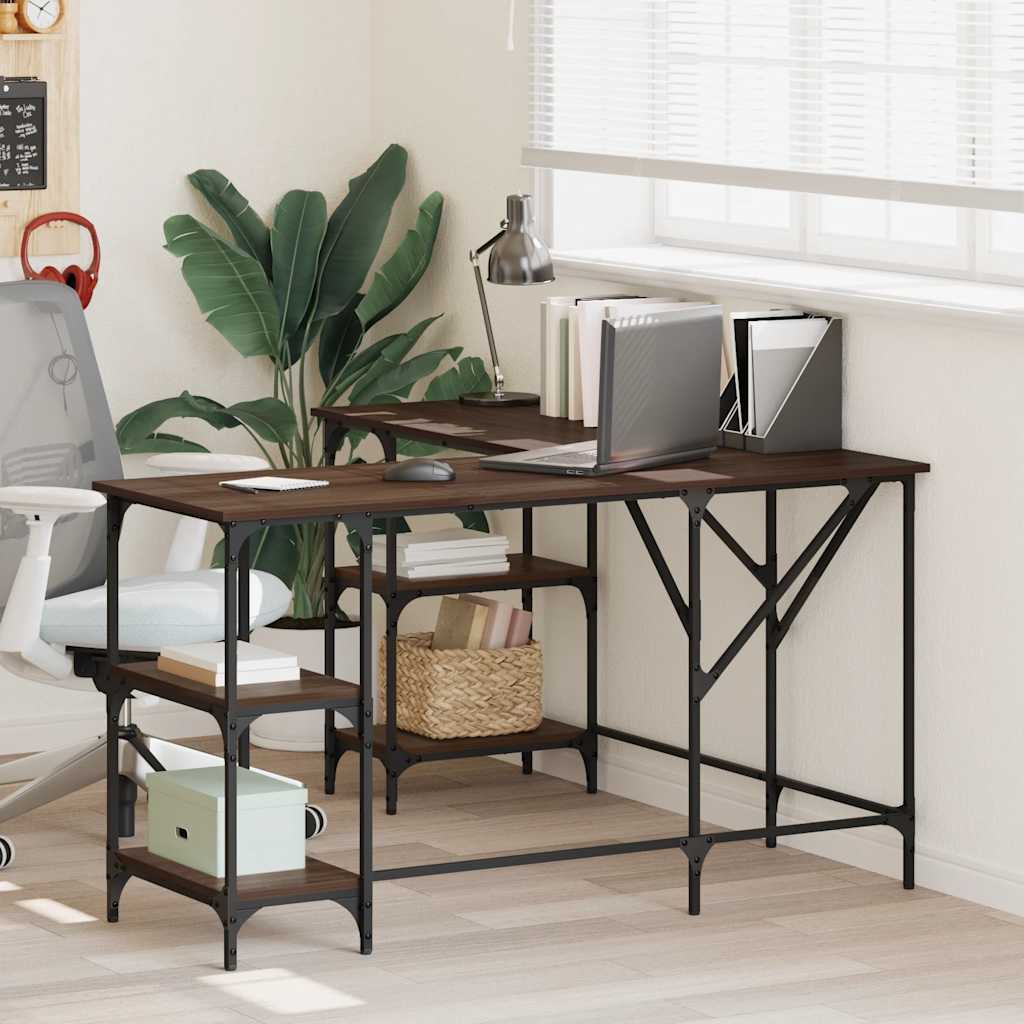 Bureau chêne marron 139x139x75 cm bois d'ingénierie - XIOS