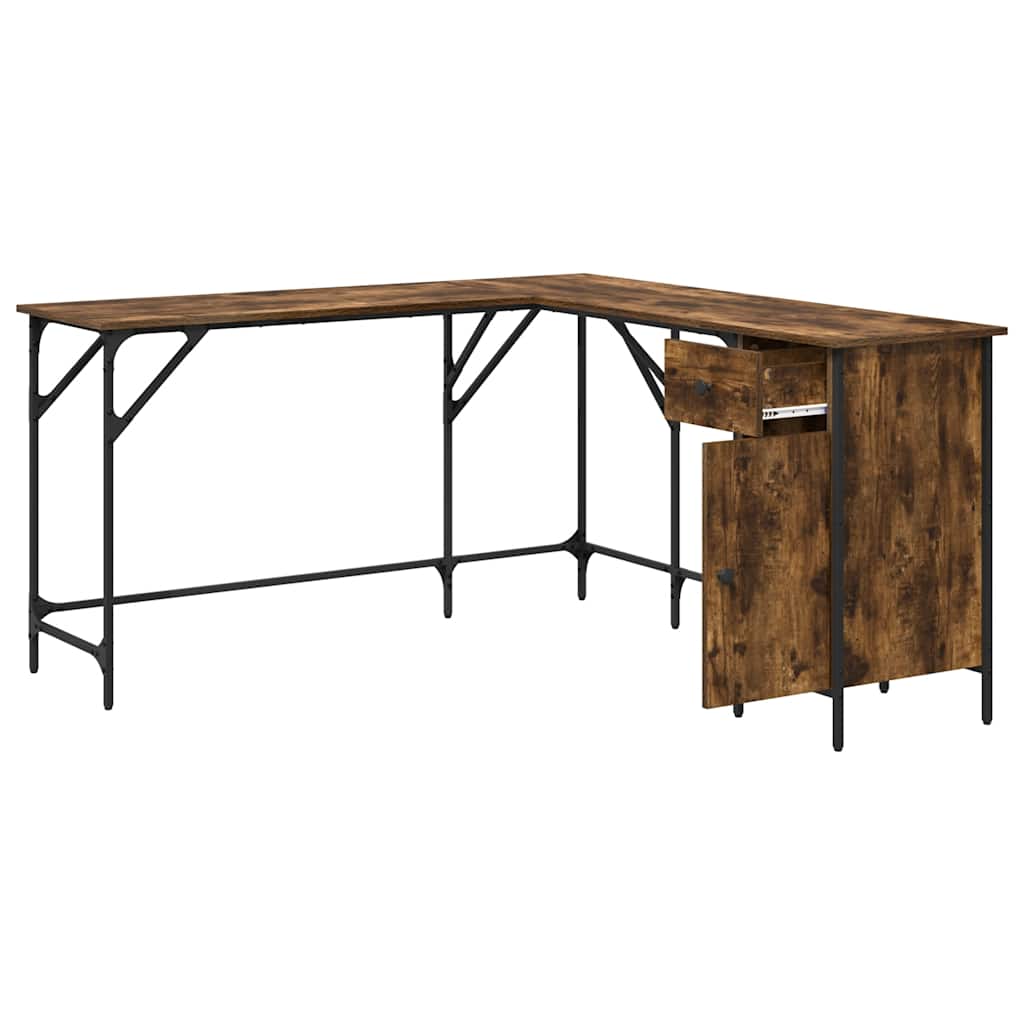 Bureau chêne fumé 141x141x75 cm bois d'ingénierie - XIOS
