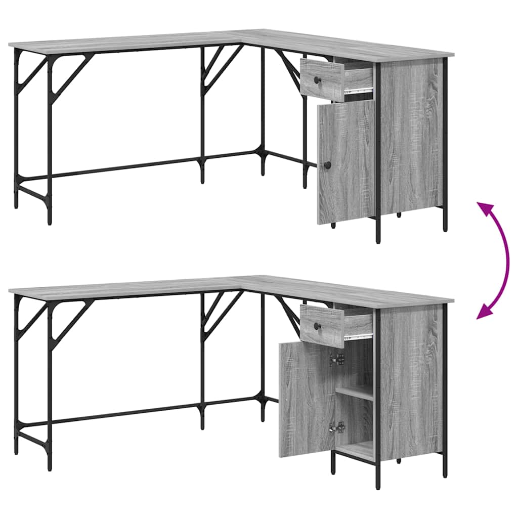 Bureau sonoma gris 141x141x75 cm bois d'ingénierie - XIOS