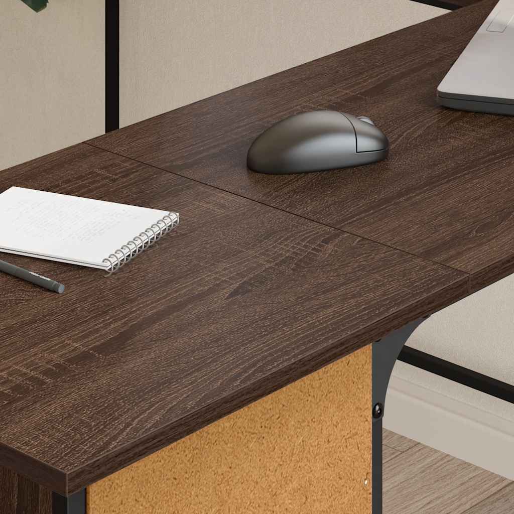 Bureau chêne marron 141x141x75 cm bois d'ingénierie - XIOS