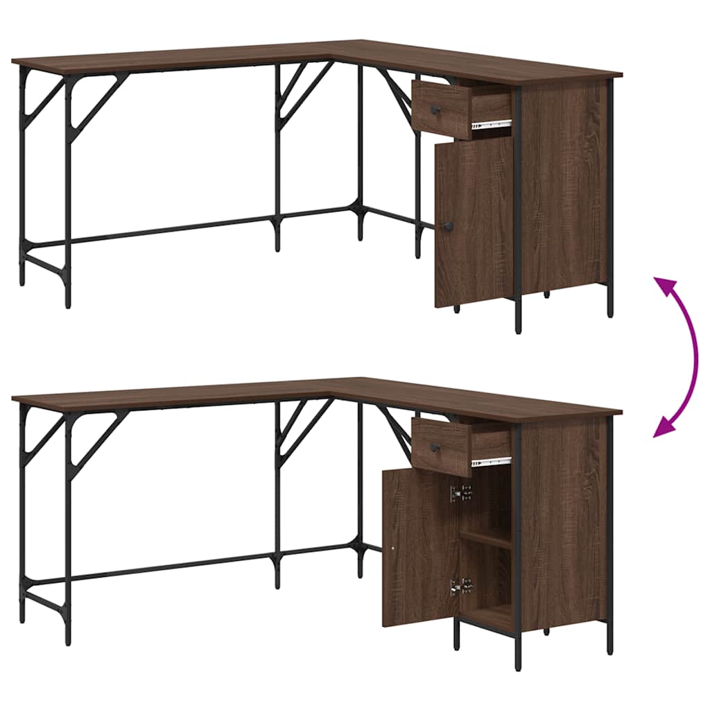 Bureau chêne marron 141x141x75 cm bois d'ingénierie - XIOS