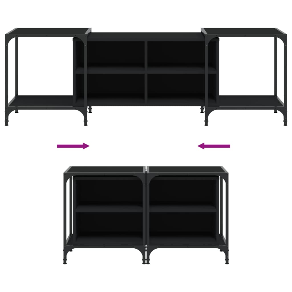 Meuble TV noir 153x37x50 cm bois d'ingénierie - XIOS