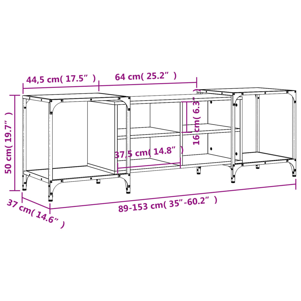 Meuble TV sonoma gris 153x37x50 cm bois d'ingénierie - XIOS
