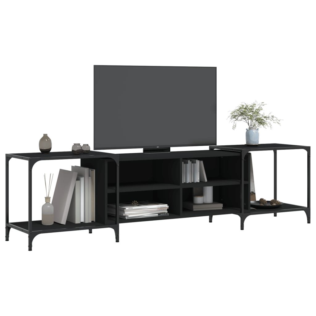 Meuble TV noir 203x37x50 cm bois d'ingénierie - XIOS