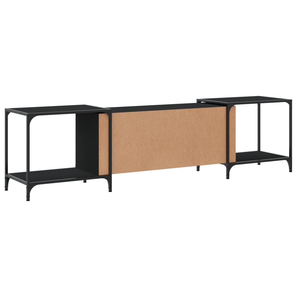 Meuble TV noir 203x37x50 cm bois d'ingénierie - XIOS