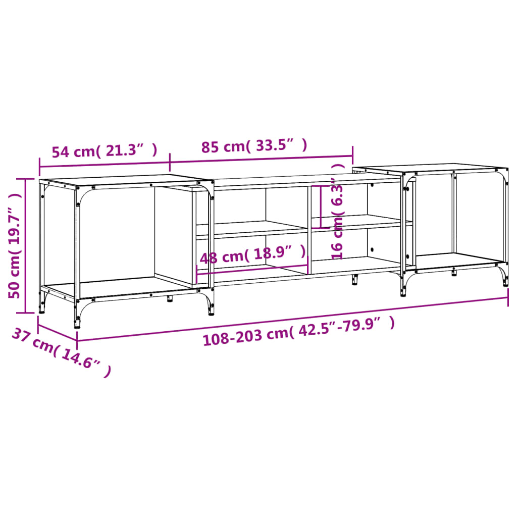Meuble TV chêne sonoma 203x37x50 cm bois d'ingénierie - XIOS
