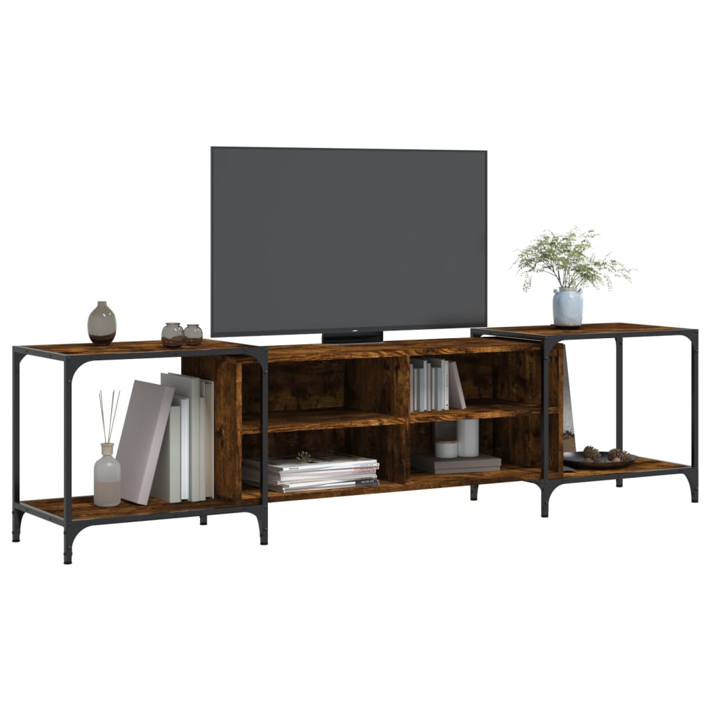 Meuble TV chêne fumé 203x37x50 cm bois d'ingénierie - XIOS