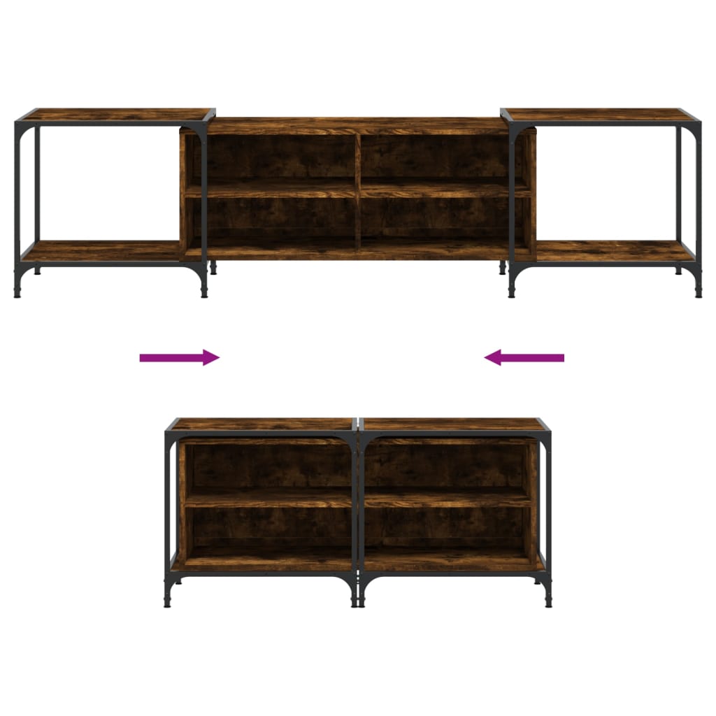 Meuble TV chêne fumé 203x37x50 cm bois d'ingénierie - XIOS