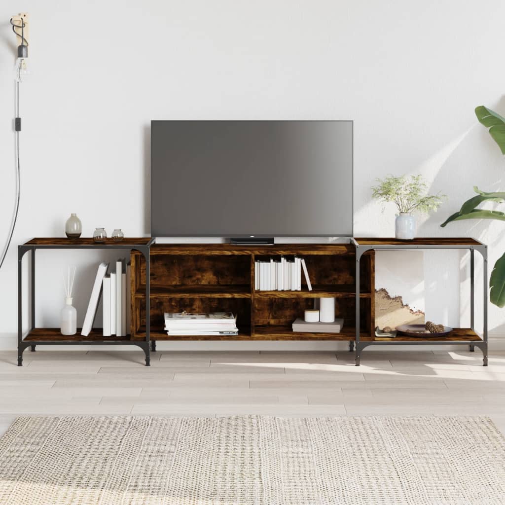 Meuble TV chêne fumé 203x37x50 cm bois d'ingénierie - XIOS