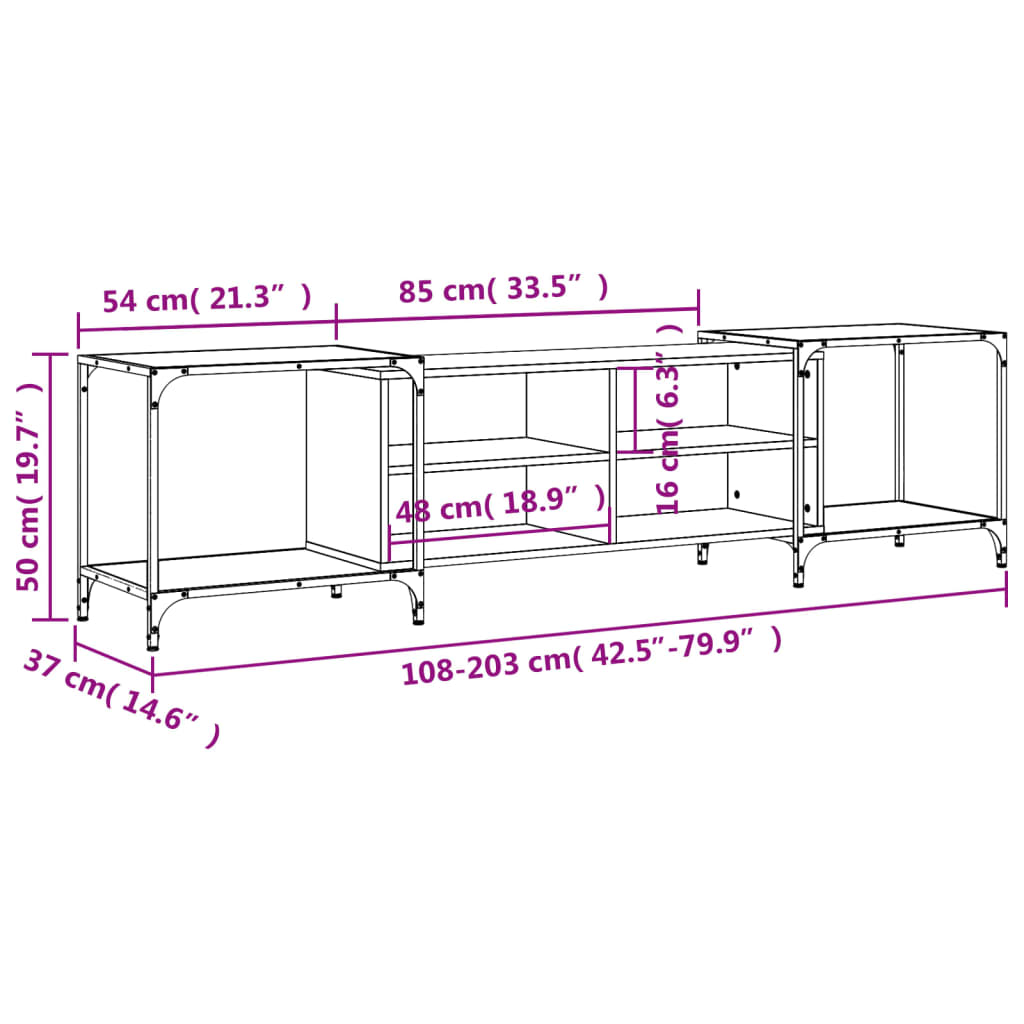 Meuble TV sonoma gris 203x37x50 cm Bois d'ingénierie - XIOS