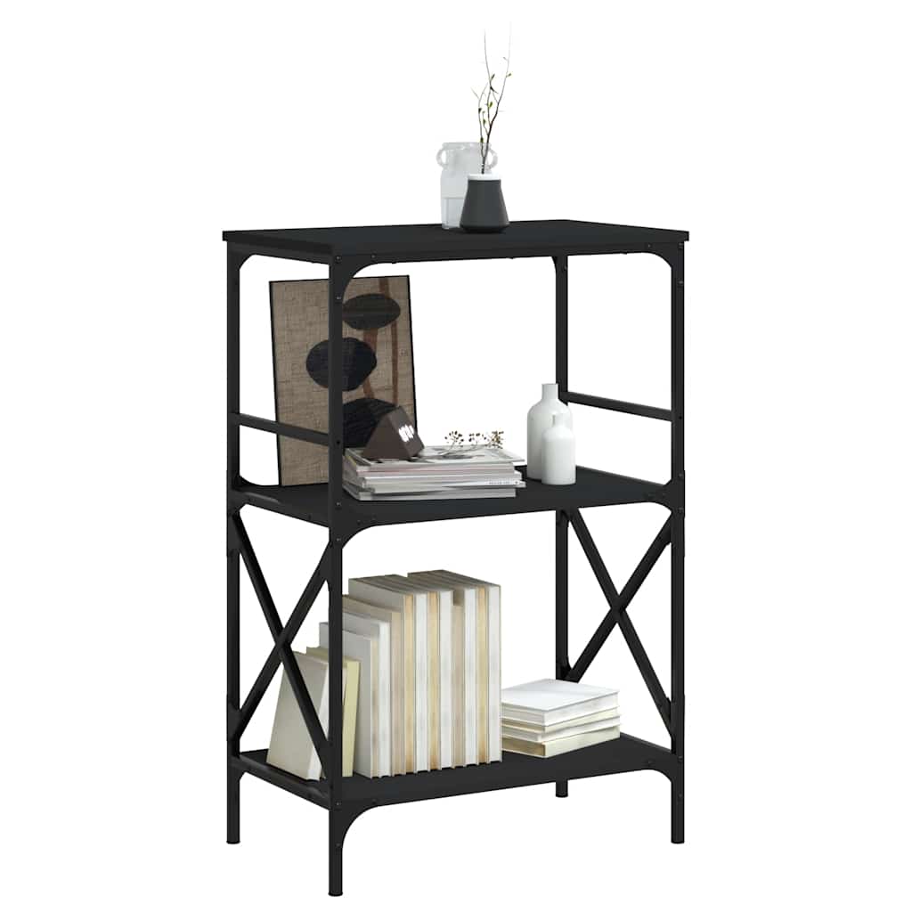 Bibliothèque à 3 niveaux noir 59x35x90,5 cm bois d'ingénierie - XIOS