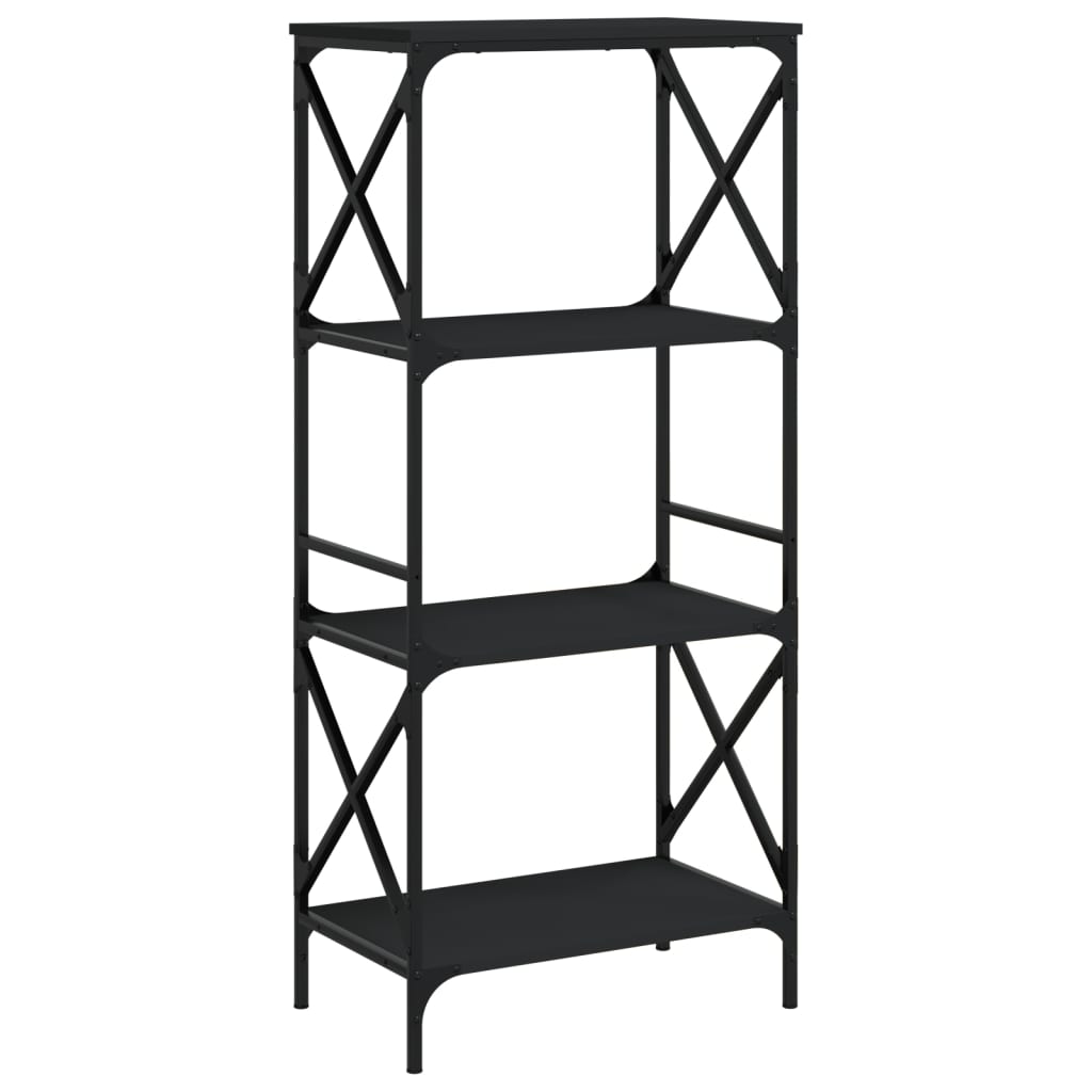 Bibliothèque à 4 niveaux noir 59x35x132 cm bois d'ingénierie
