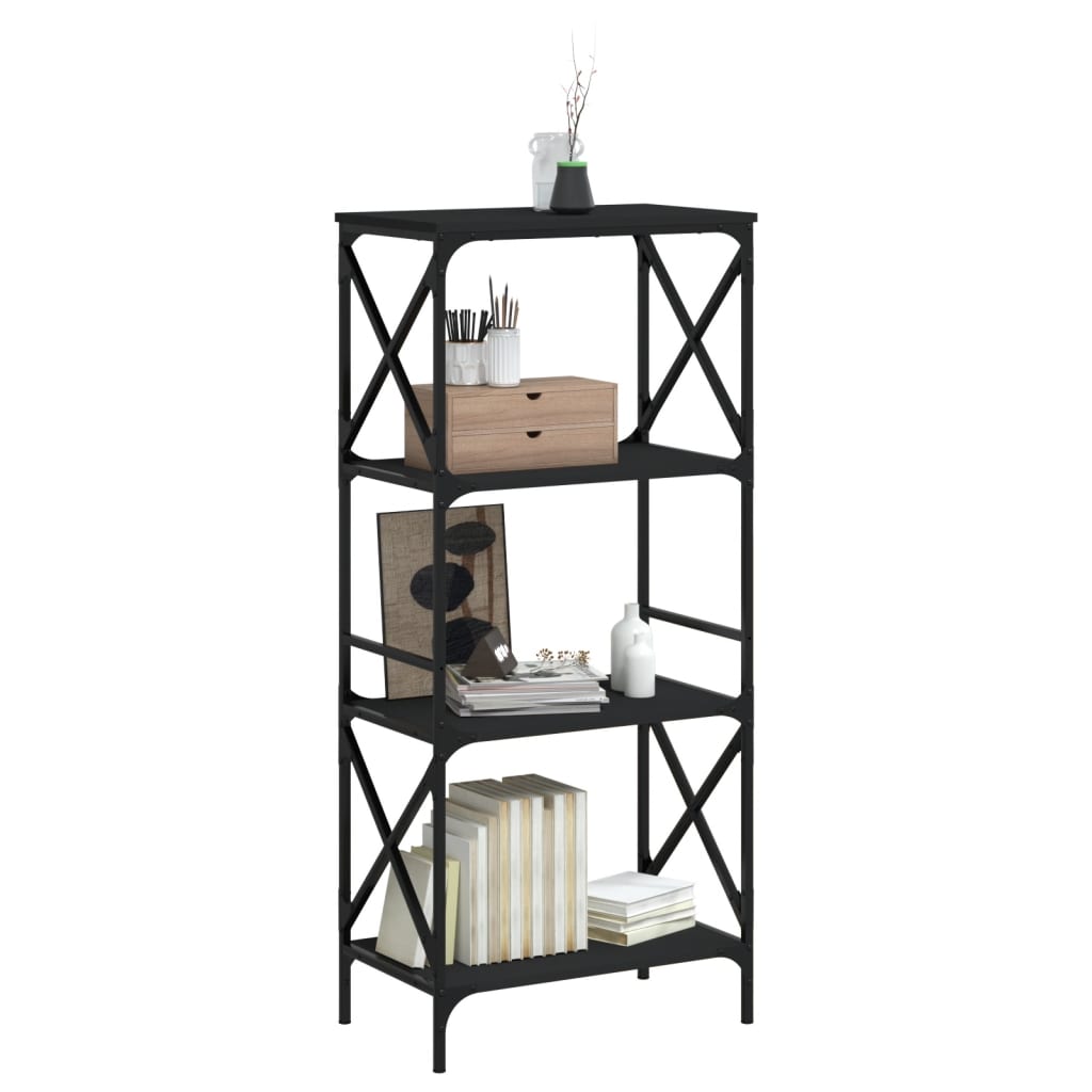 Bibliothèque à 4 niveaux noir 59x35x132 cm bois d'ingénierie