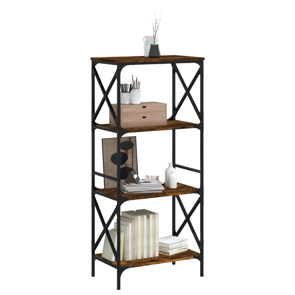 Bibliothèque 4 niveaux chêne fumé 59x35x132cm bois d'ingénierie - XIOS