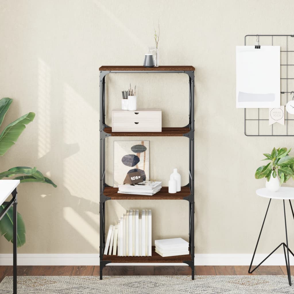 Bibliothèque 4 niveaux chêne brun 59x35x132cm bois d'ingénierie - XIOS
