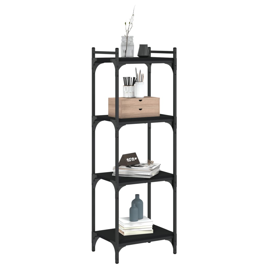 Bibliothèque à 4 niveaux noir 40x30x120 cm bois d'ingénierie - XIOS