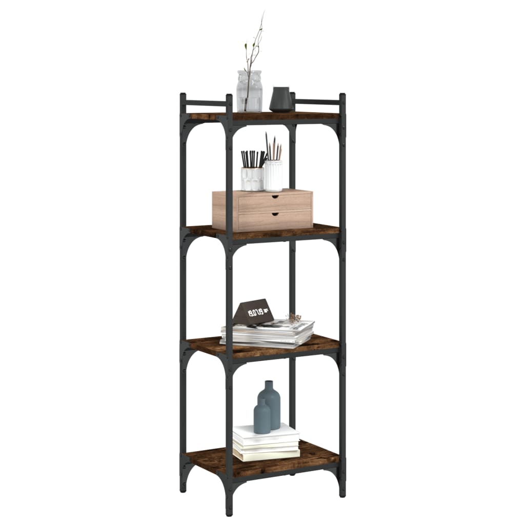 Bibliothèque 4 niveaux chêne fumé 40x30x120cm bois d'ingénierie - XIOS