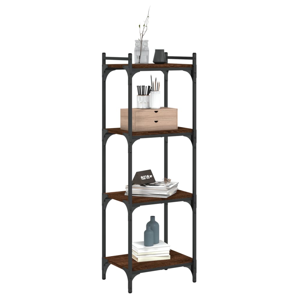 Bibliothèque 4 niveaux chêne marron 40x30x120cm bois ingénierie - XIOS